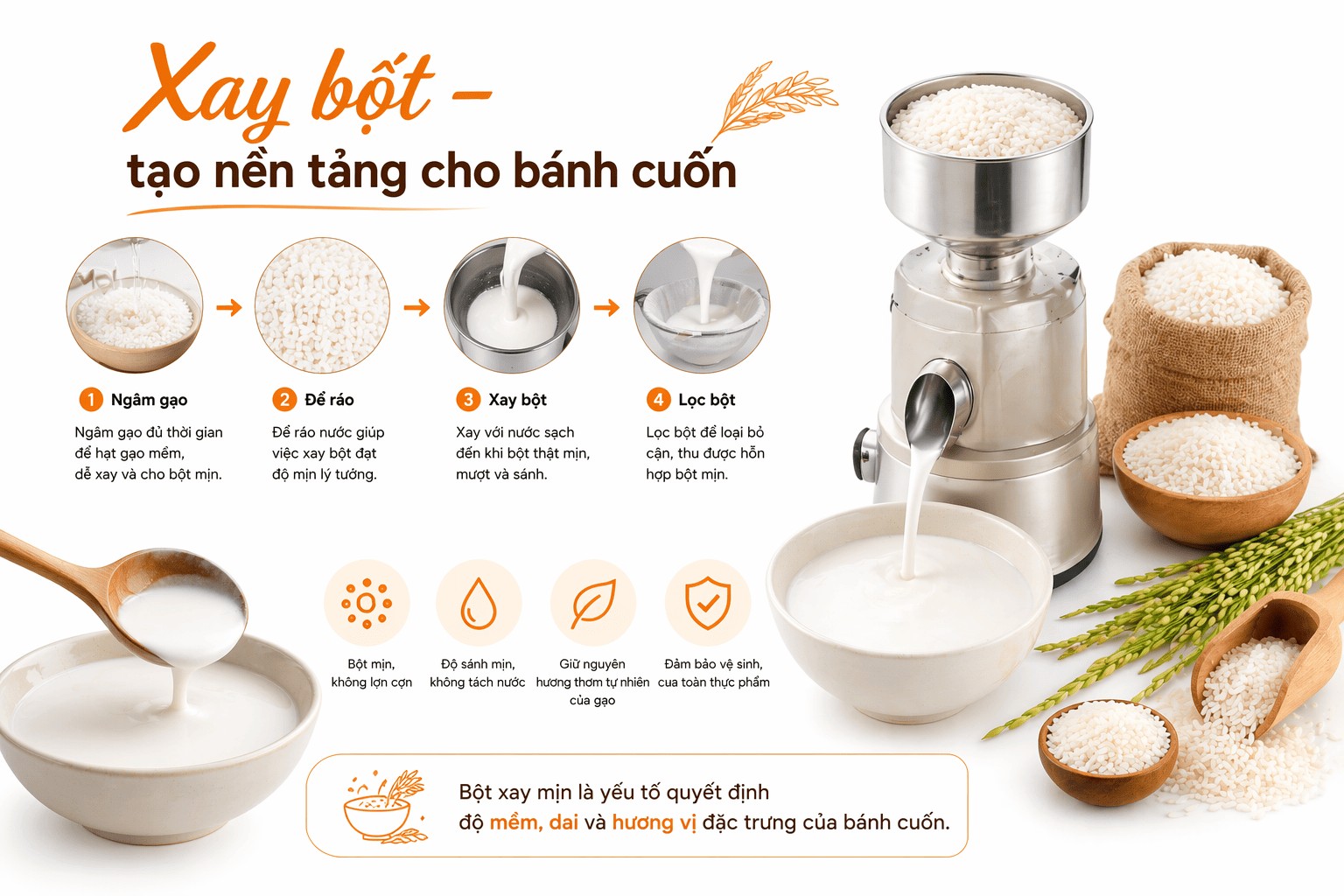 Xay bột – tạo nền tảng cho bánh cuốn